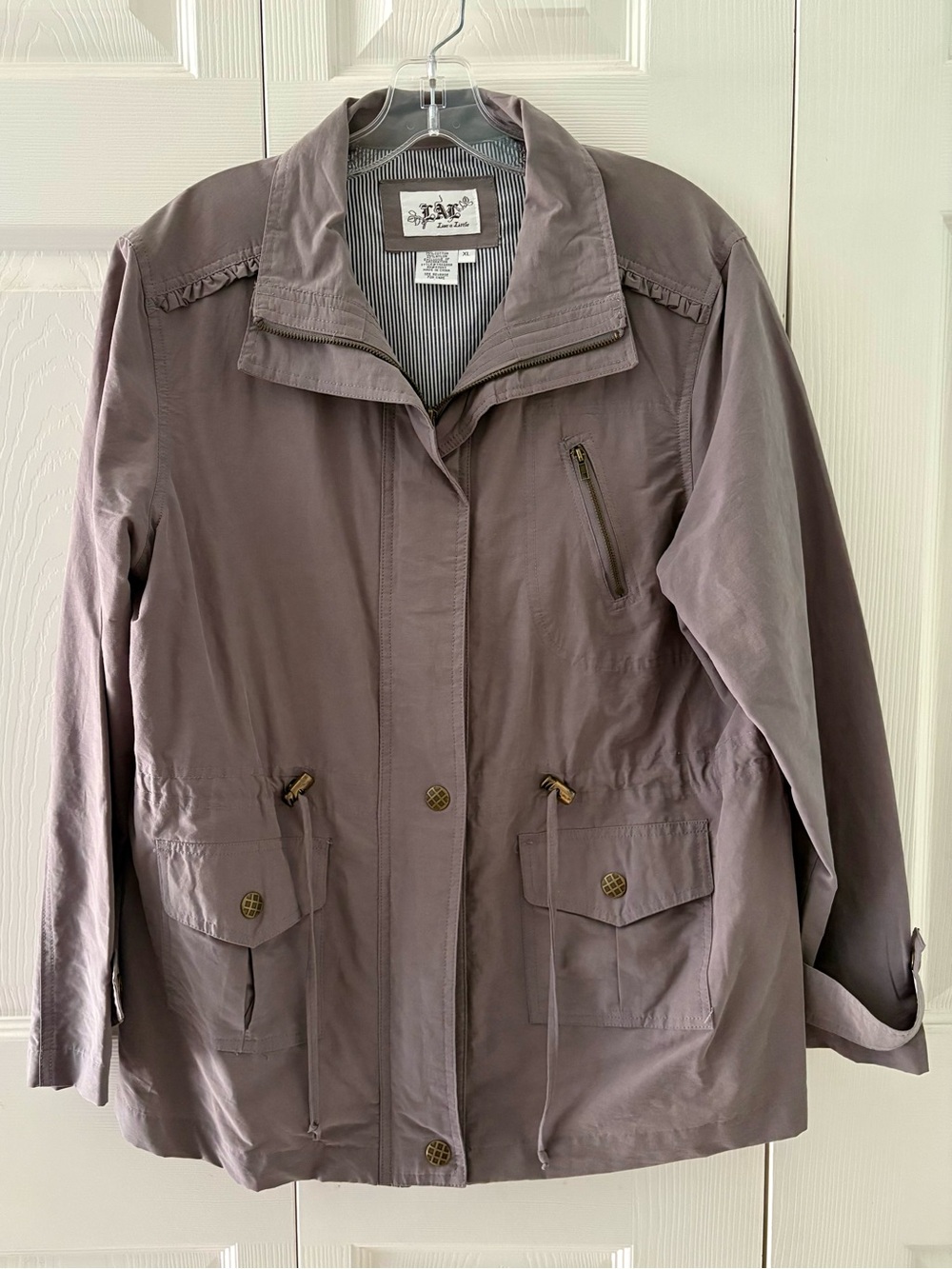 Live a Little Gray Utility Jacket with Drawstring Waist, XL